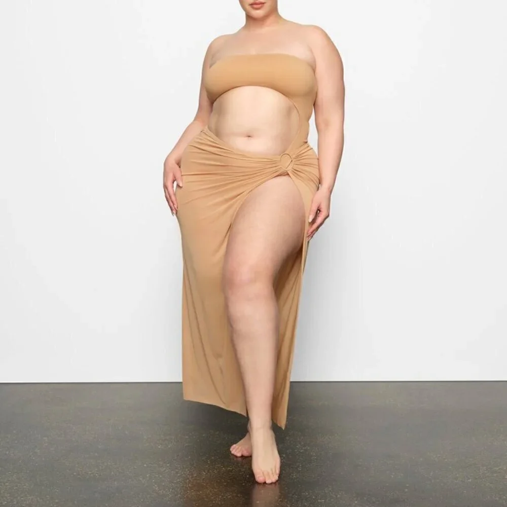 Skims Mesh Long High Slit Sarong Skirt Swim Beach Cover-Up NWT